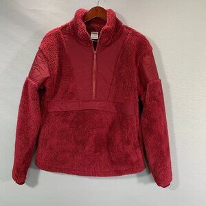 PINK Victorias Secret Sweatshirt Womens XS Fuzzy Fleece 1/4 Zip Pullover Pockets